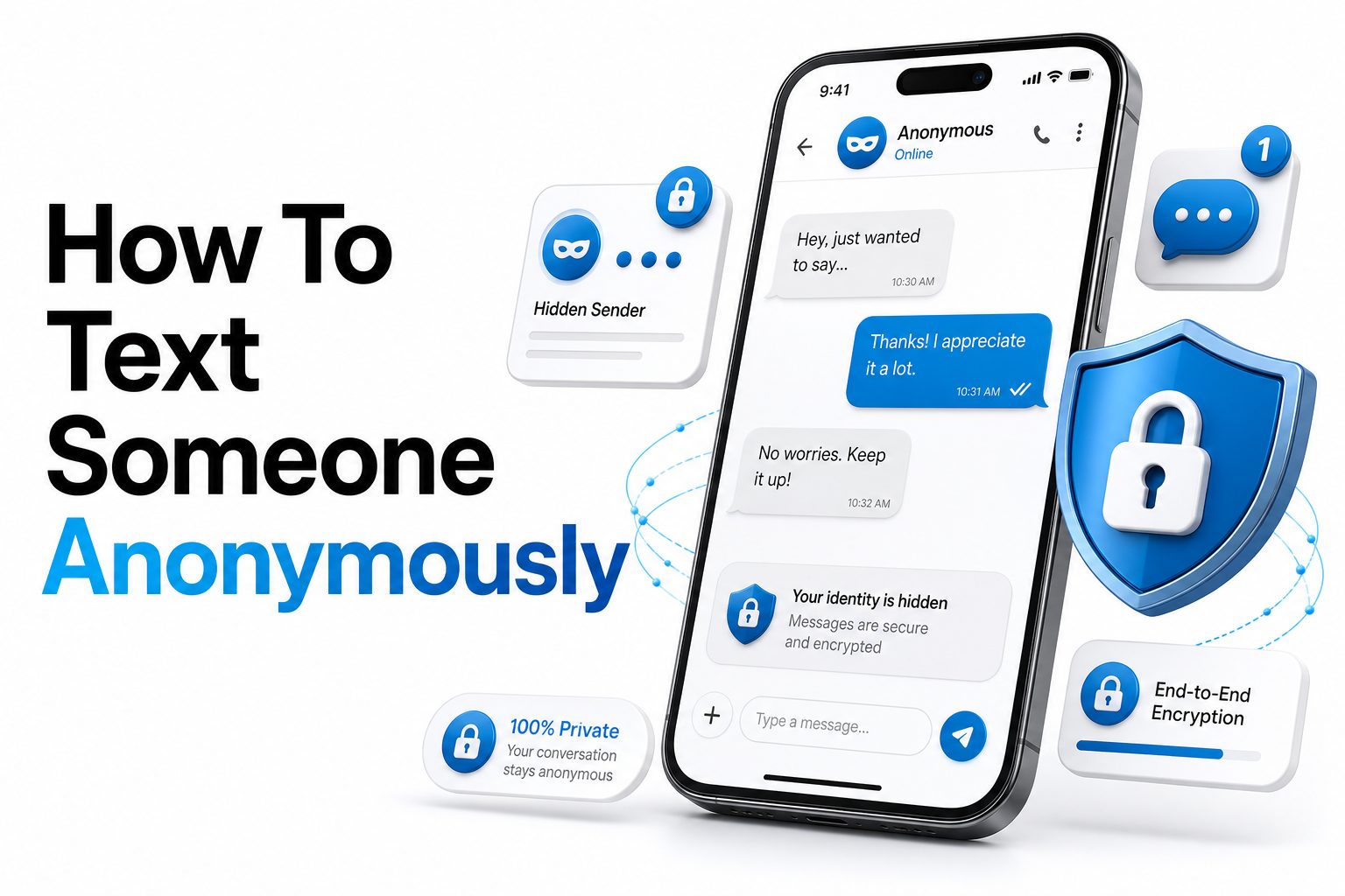 Person sending an anonymous text message on a smartphone