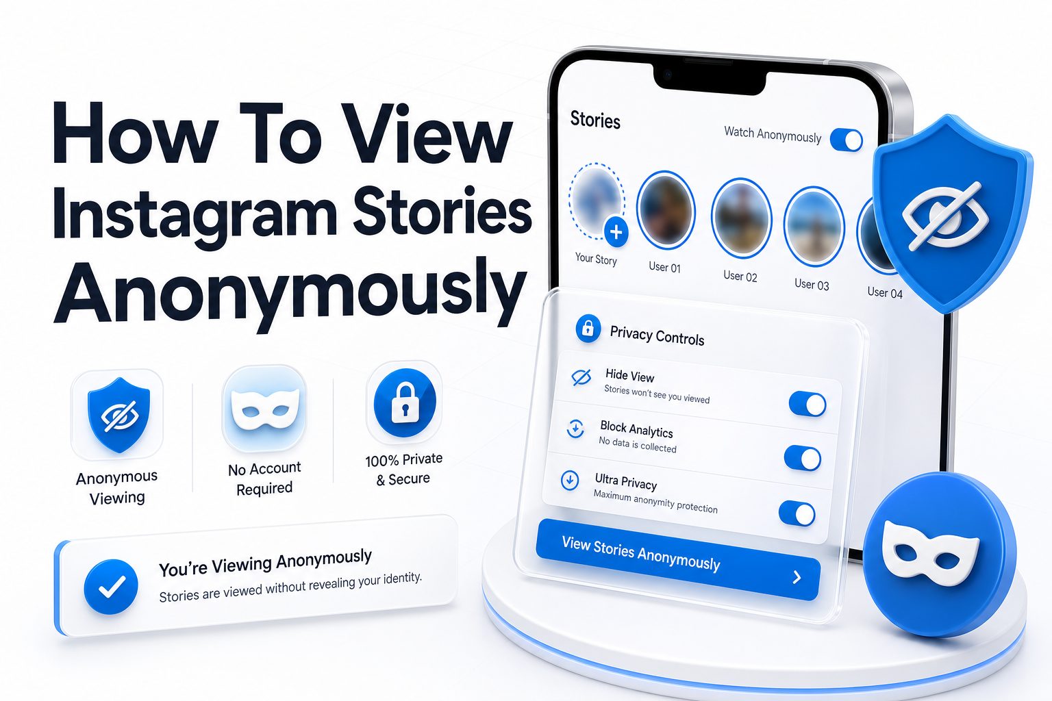 how-to-view-instagram-stories-anonymously-e1109 Phone showing Instagram Stories with a privacy-focused anonymous viewing concept