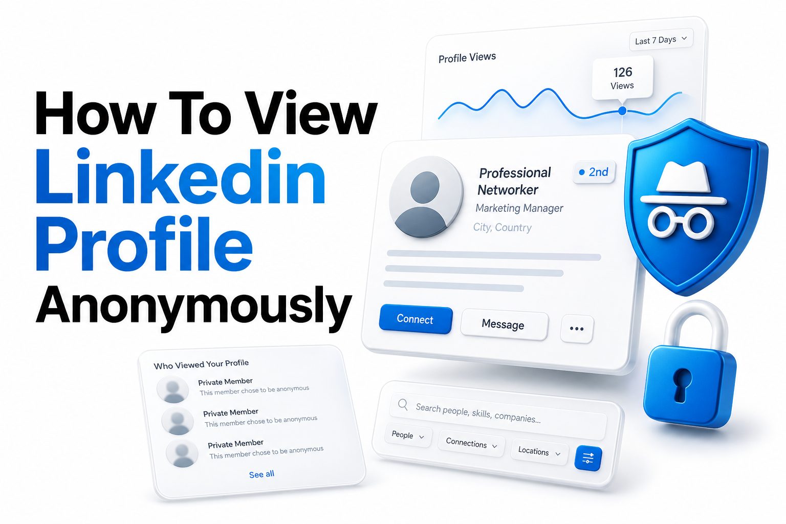 Person viewing a LinkedIn profile with privacy controls on a laptop